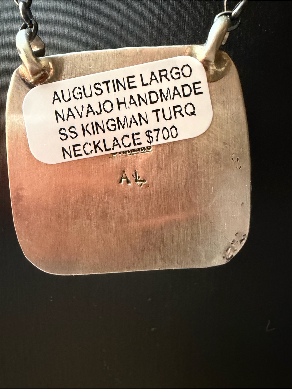 Augustine Largo Kingman Turquoise Stone Square Pendant Necklace - Women Jewelry - Picture 3 of 6
